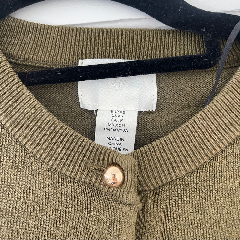 Olive Green Button-Up Cardigan - Picture 3 of 5